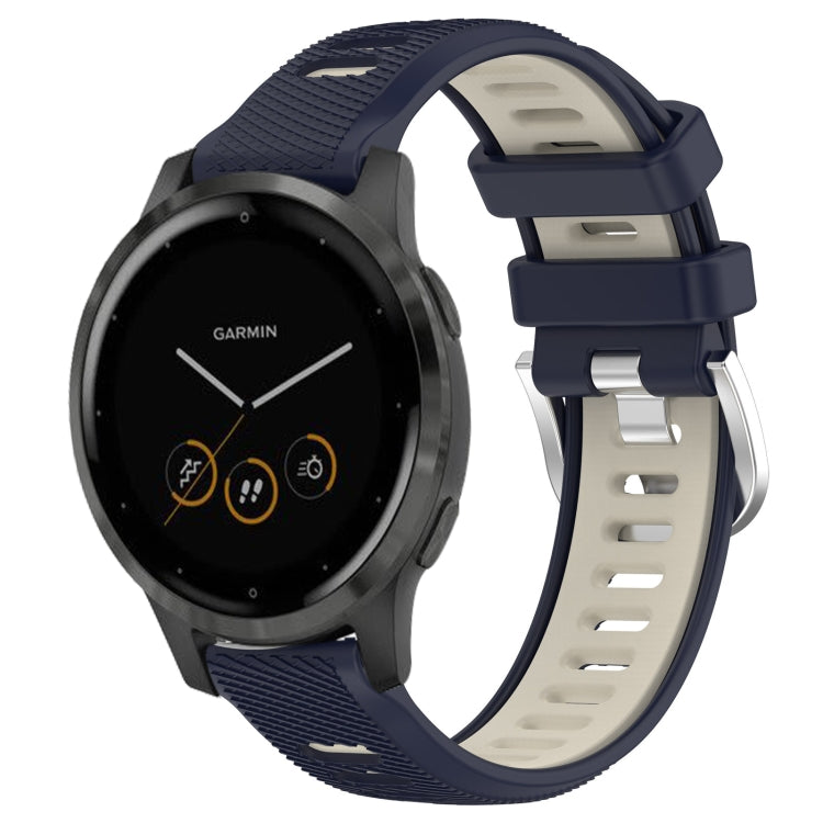 For Garmin Vivoactive 4S 18mm Sports Two-Color Steel Buckle Silicone Watch Band(Midnight Blue+Starlight) -  by PMC Jewellery | Online Shopping South Africa | PMC Jewellery