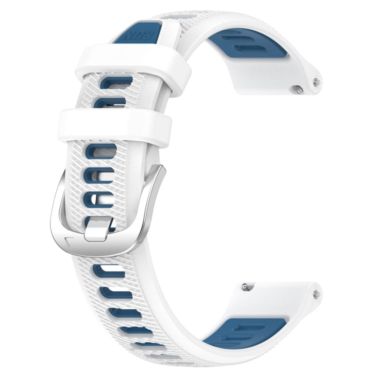 For Garmin move Trend 20mm Sports Two-Color Steel Buckle Silicone Watch Band(White+Blue) -  by PMC Jewellery | Online Shopping South Africa | PMC Jewellery