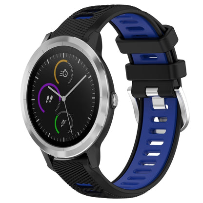 For Garmin Vivoactive3 20mm Sports Two-Color Steel Buckle Silicone Watch Band(Black+Blue) -  by PMC Jewellery | Online Shopping South Africa | PMC Jewellery