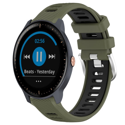 For Garmin Vivoactive3 Music 20mm Sports Two-Color Steel Buckle Silicone Watch Band(Army Green+Black) -  by PMC Jewellery | Online Shopping South Africa | PMC Jewellery