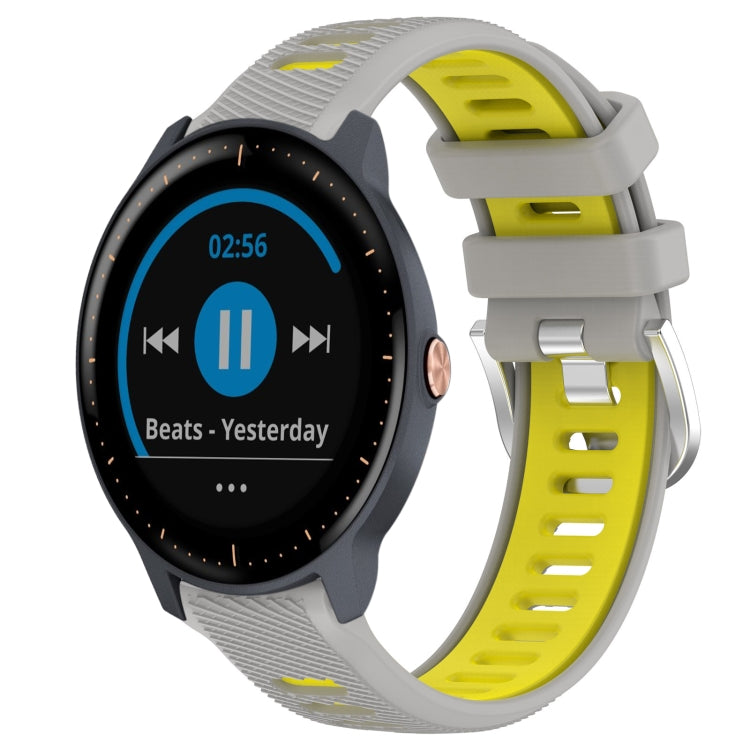 For Garmin Vivoactive3 Music 20mm Sports Two-Color Steel Buckle Silicone Watch Band(Grey+Yellow) -  by PMC Jewellery | Online Shopping South Africa | PMC Jewellery