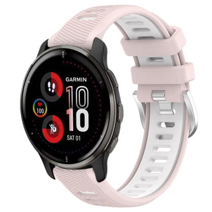 For Garmin Venu 2 Plus 20mm Sports Two-Color Steel Buckle Silicone Watch Band(Pink+White) - Smart Wear by PMC Jewellery | Online Shopping South Africa | PMC Jewellery