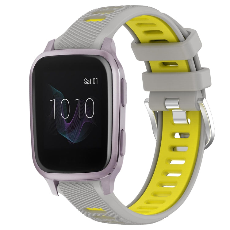 For Garmin Venu SQ 20mm Sports Two-Color Steel Buckle Silicone Watch Band(Grey+Yellow) - Smart Wear by PMC Jewellery | Online Shopping South Africa | PMC Jewellery