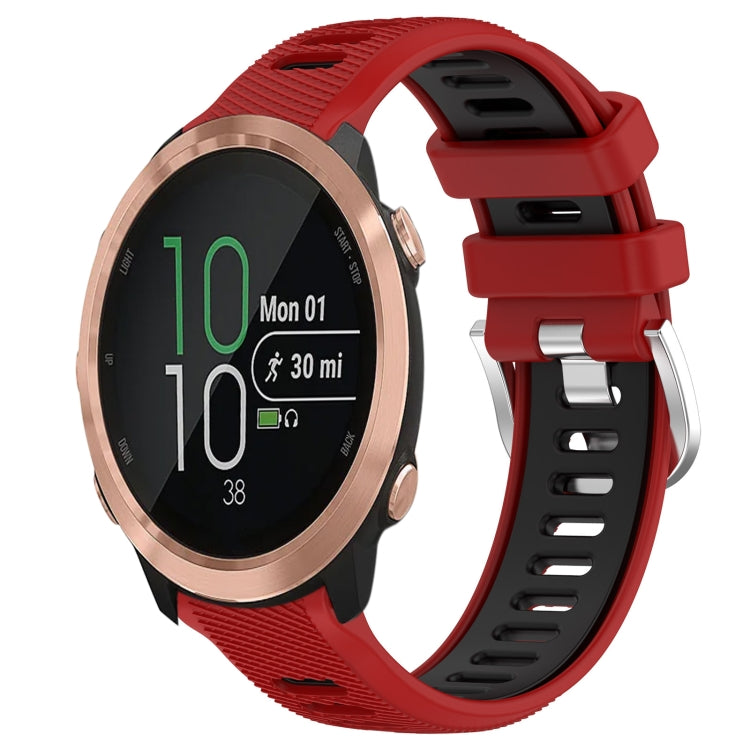 For Garmin Forerunner 645 Music 20mm Sports Two-Color Steel Buckle Silicone Watch Band(Red+Black) - Smart Wear by PMC Jewellery | Online Shopping South Africa | PMC Jewellery