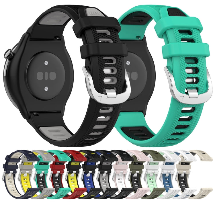 For Amazfit GTS 3 22mm Cross Texture Two Color Silicone Steel Buckle Watch Band(Black+Lime Green) - Smart Wear by PMC Jewellery | Online Shopping South Africa | PMC Jewellery