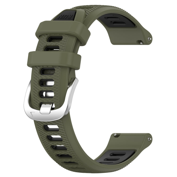 For Amazfit GTS 2E 22mm Cross Texture Two Color Silicone Steel Buckle Watch Band(Army Green+Black) - Smart Wear by PMC Jewellery | Online Shopping South Africa | PMC Jewellery