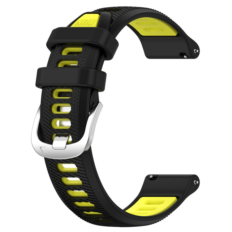 For Amazfit GTS 2E 22mm Cross Texture Two Color Silicone Steel Buckle Watch Band(Black+Lime Green) -  by PMC Jewellery | Online Shopping South Africa | PMC Jewellery