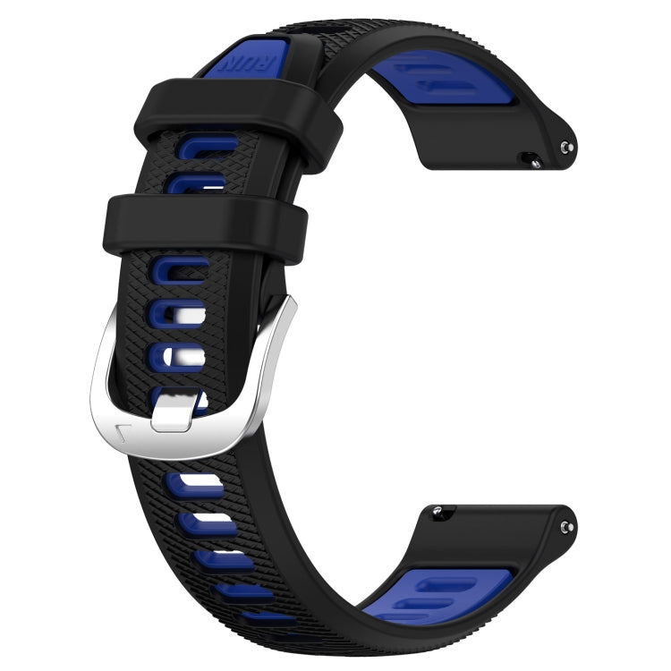 For Amazfit Bip 3 22mm Cross Texture Two Color Silicone Steel Buckle Watch Band(Black+Blue) - Smart Wear by PMC Jewellery | Online Shopping South Africa | PMC Jewellery