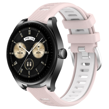 For Huawei Watch Buds 22mm Sports Two-Color Steel Buckle Silicone Watch Band(Pink+White) - Smart Wear by PMC Jewellery | Online Shopping South Africa | PMC Jewellery