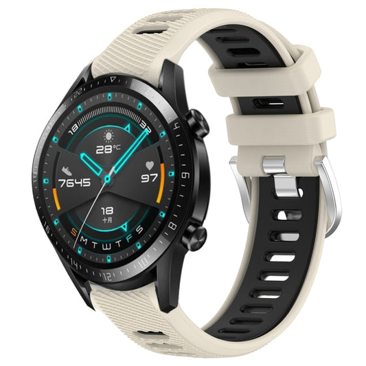 For Huawei GT2 46mm 22mm Sports Two-Color Steel Buckle Silicone Watch Band(Starlight+Black) - Smart Wear by PMC Jewellery | Online Shopping South Africa | PMC Jewellery