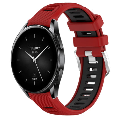 For Xiaomi Watch S2 46mm 22mm Sports Two-Color Steel Buckle Silicone Watch Band(Red+Black) - Smart Wear by PMC Jewellery | Online Shopping South Africa | PMC Jewellery