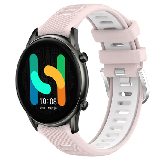 For Xiaomi MI Watch Color 22mm Sports Two-Color Steel Buckle Silicone Watch Band(Pink+White) -  by PMC Jewellery | Online Shopping South Africa | PMC Jewellery