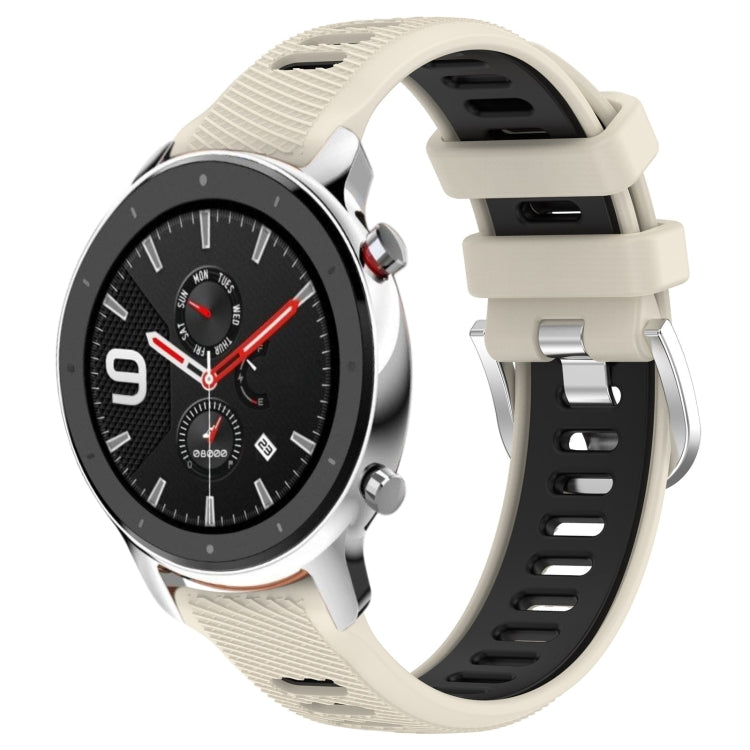 For Amazfit GTR 4 22mm Cross Texture Two Color Silicone Steel Buckle Watch Band(Starlight+Black) -  by PMC Jewellery | Online Shopping South Africa | PMC Jewellery