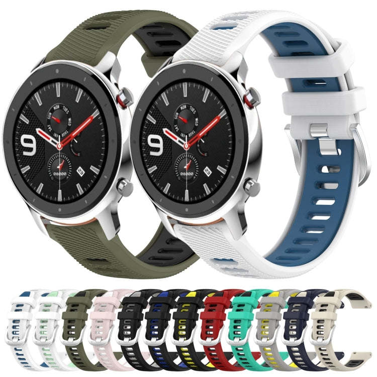 For Amazfit GTR 4 22mm Cross Texture Two Color Silicone Steel Buckle Watch Band(Black+Blue) - Smart Wear by PMC Jewellery | Online Shopping South Africa | PMC Jewellery