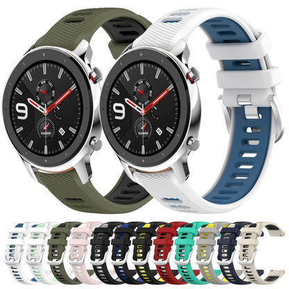 For Amazfit GTR 4 22mm Cross Texture Two Color Silicone Steel Buckle Watch Band(Black+Grey) - Smart Wear by PMC Jewellery | Online Shopping South Africa | PMC Jewellery