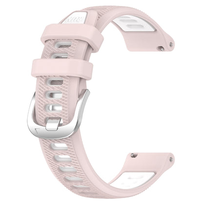For Amazfit GTR 3 Pro 22mm Cross Texture Two Color Silicone Steel Buckle Watch Band(Pink+White) - Smart Wear by PMC Jewellery | Online Shopping South Africa | PMC Jewellery
