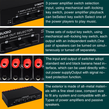 B036 3 Input 3 Output Power Amplifier And Speaker Switcher Speaker Switch Splitter Comparator -  by PMC Jewellery | Online Shopping South Africa | PMC Jewellery