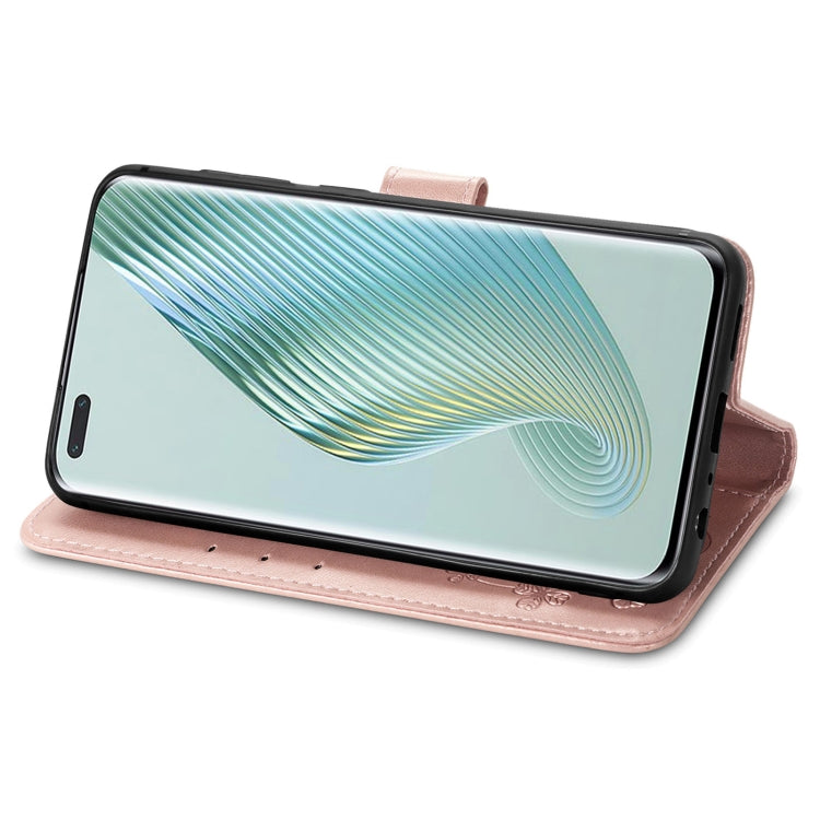 For Honor Magic5 Pro Four-leaf Clasp Embossed Buckle Leather Phone Case(Rose Gold) - free shipping - PMC TechLife - Order now!