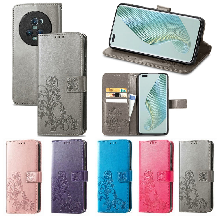 For Honor Magic5 Pro Four-leaf Clasp Embossed Buckle Leather Phone Case(Rose Gold) - free shipping - PMC TechLife - Order now!