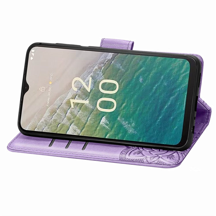 For Nokia C32 Butterfly Love Flower Embossed Leather Phone Case(Lavender) - Nokia Cases by PMC Jewellery | Online Shopping South Africa | PMC Jewellery