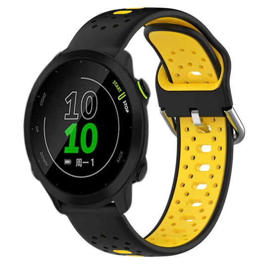 For Garmin Forerunner 158 20mm Breathable Two-Color Silicone Watch Band(Black+Yellow) -  by PMC Jewellery | Online Shopping South Africa | PMC Jewellery