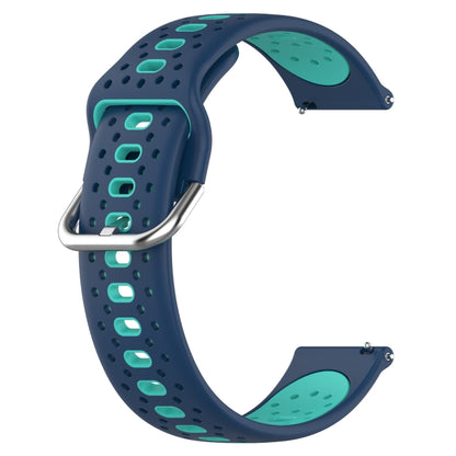 For Garmin Forerunner 158 20mm Breathable Two-Color Silicone Watch Band(Blue+Teal) - Watch Bands by PMC Jewellery | Online Shopping South Africa | PMC Jewellery