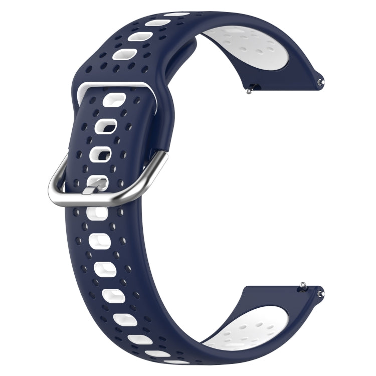 For Garmin Forerunner 645 20mm Breathable Two-Color Silicone Watch Band(Midnight Blue+White) - Watch Bands by PMC Jewellery | Online Shopping South Africa | PMC Jewellery