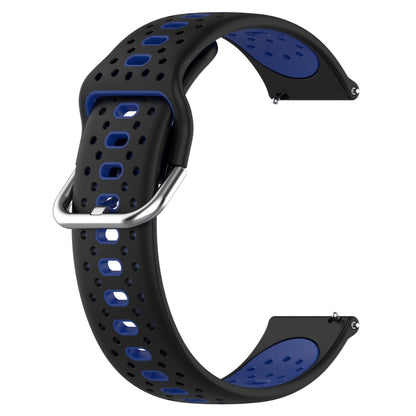 For Garmin Forerunner Sq2 Music 20mm Breathable Two-Color Silicone Watch Band(Black+Blue) - Watch Bands by PMC Jewellery | Online Shopping South Africa | PMC Jewellery