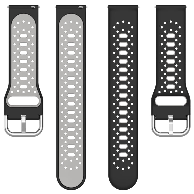 For Garmin Forerunner Sq2 20mm Breathable Two-Color Silicone Watch Band(White+Black) - Watch Bands by PMC Jewellery | Online Shopping South Africa | PMC Jewellery