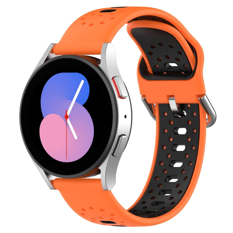 For Samsung Galaxy Watch 5 44mm 20mm Breathable Two-Color Silicone Watch Band(Orange+Black) - Watch Bands by PMC Jewellery | Online Shopping South Africa | PMC Jewellery