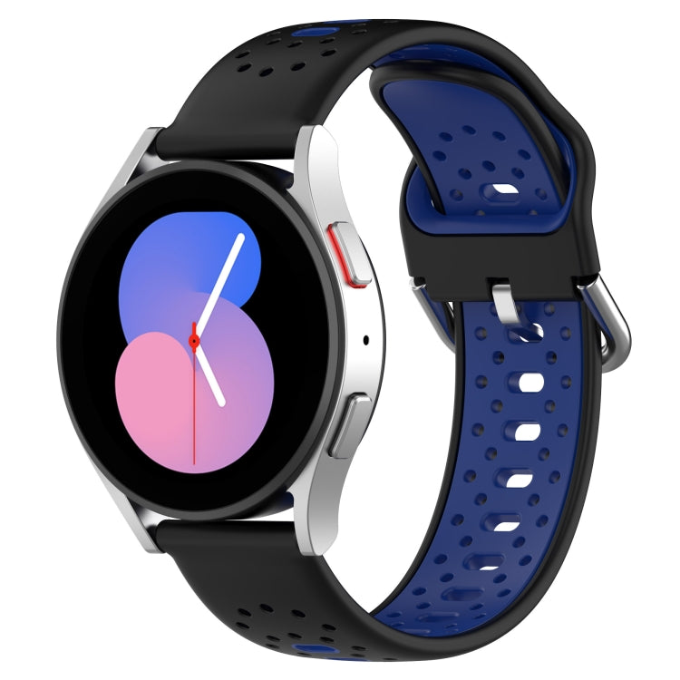 For Samsung Galaxy Watch 4 40mm 20mm Breathable Two-Color Silicone Watch Band(Black+Blue) - Watch Bands by PMC Jewellery | Online Shopping South Africa | PMC Jewellery