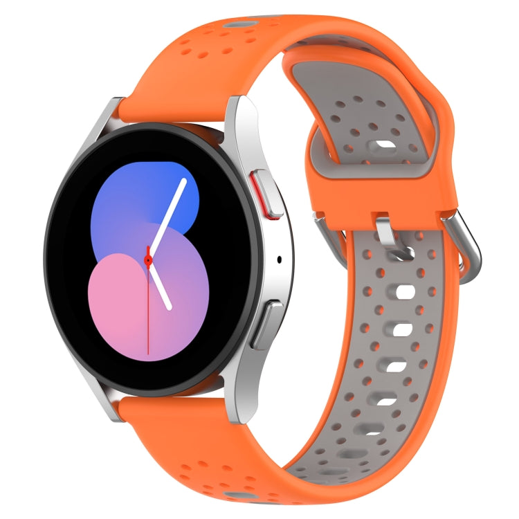 For Samsung  Galaxy Watch 4 Classic 46mm 20mm Breathable Two-Color Silicone Watch Band(Orange+Grey) -  by PMC Jewellery | Online Shopping South Africa | PMC Jewellery