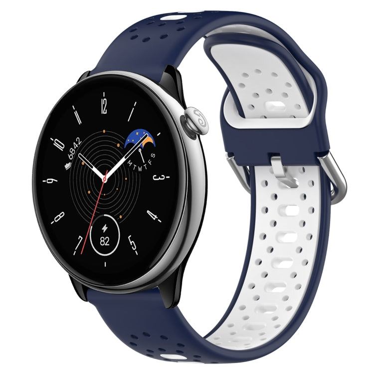 For Amazfit GTR Mini 20mm Breathable Two-Color Silicone Watch Band(Midnight Blue+White) - Watch Bands by PMC Jewellery | Online Shopping South Africa | PMC Jewellery