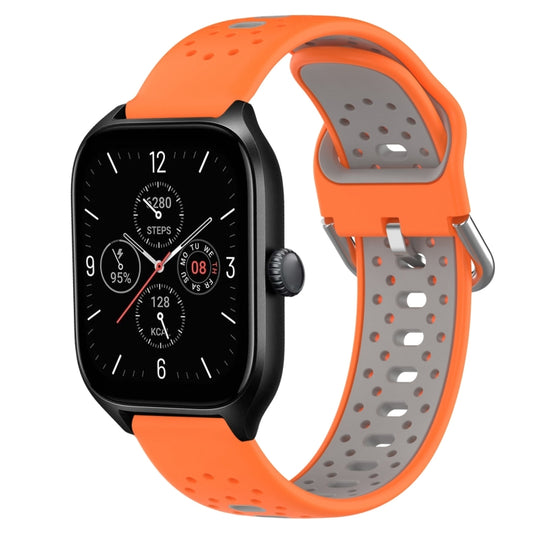 For Amazfit GTS 4 20mm Breathable Two-Color Silicone Watch Band(Orange+Grey) -  by PMC Jewellery | Online Shopping South Africa | PMC Jewellery