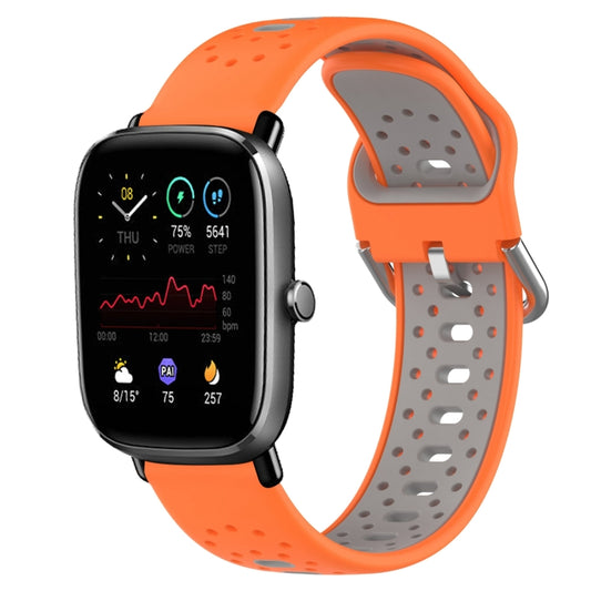 For Amazfit GTS 4 Mini 20mm Breathable Two-Color Silicone Watch Band(Orange+Grey) -  by PMC Jewellery | Online Shopping South Africa | PMC Jewellery