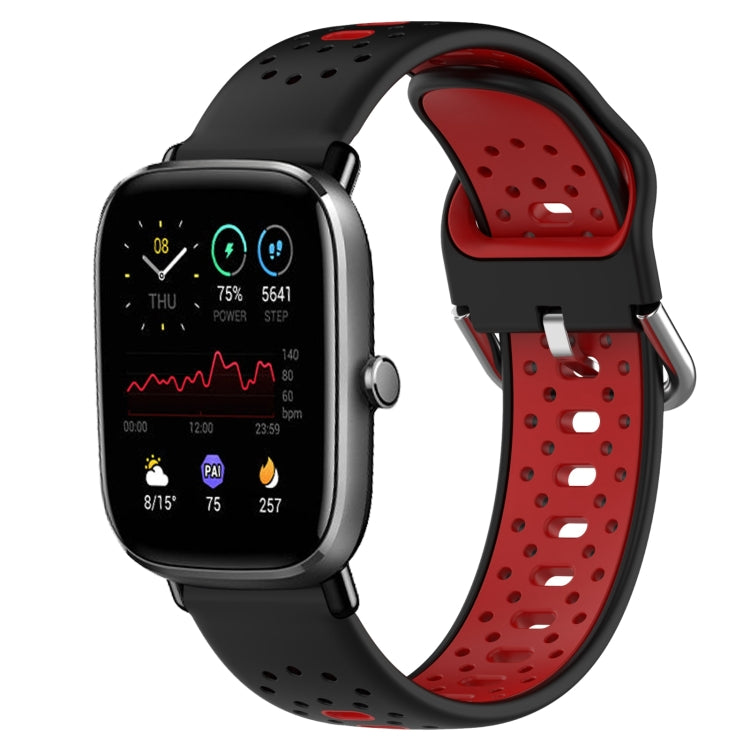 For Amazfit GTS 4 Mini 20mm Breathable Two-Color Silicone Watch Band(Black+Red) - Watch Bands by PMC Jewellery | Online Shopping South Africa | PMC Jewellery