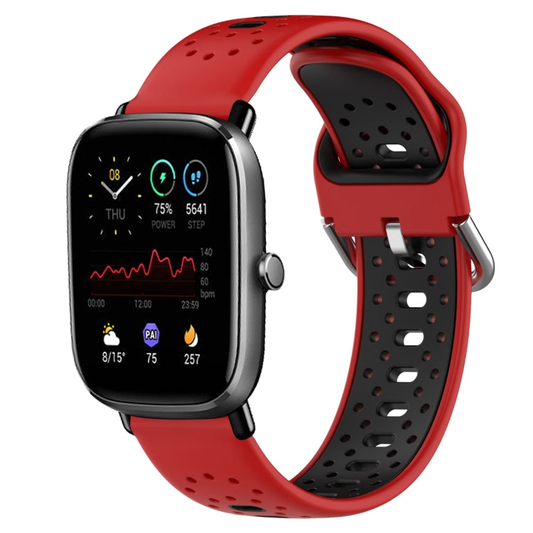 For Amazfit GTS 2 Mini 20mm Breathable Two-Color Silicone Watch Band(Red+Black) - Watch Bands by PMC Jewellery | Online Shopping South Africa | PMC Jewellery