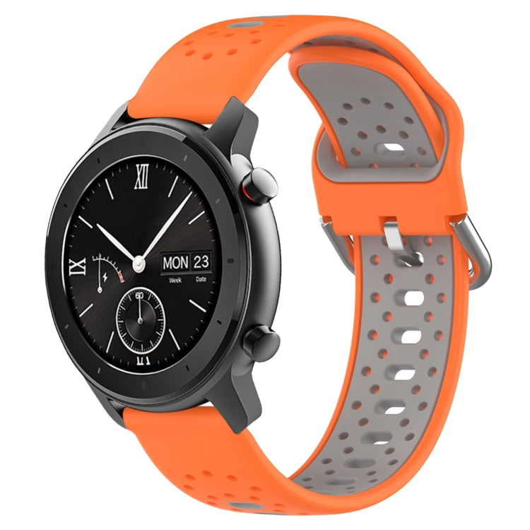 For Amazfit GTR 42mm 20mm Breathable Two-Color Silicone Watch Band(Orange+Grey) - Watch Bands by PMC Jewellery | Online Shopping South Africa | PMC Jewellery