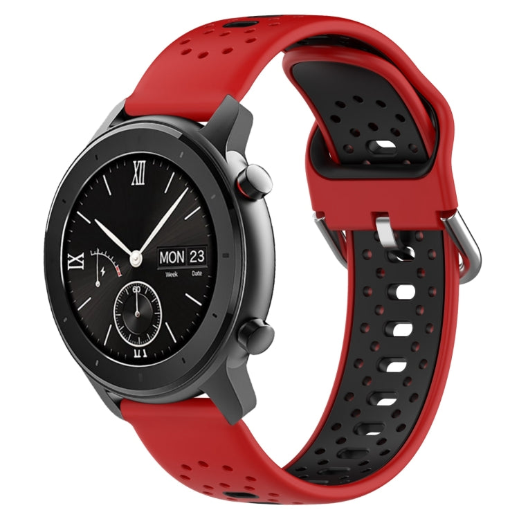 For Amazfit GTR 42mm 20mm Breathable Two-Color Silicone Watch Band(Red+Black) -  by PMC Jewellery | Online Shopping South Africa | PMC Jewellery