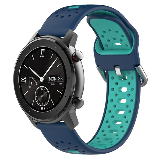 For Amazfit GTR 42mm 20mm Breathable Two-Color Silicone Watch Band(Blue+Water Duck) - Watch Bands by PMC Jewellery | Online Shopping South Africa | PMC Jewellery