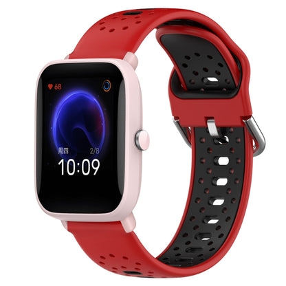 For Amazfit Pop Pro 20mm Breathable Two-Color Silicone Watch Band(Red+Black) -  by PMC Jewellery | Online Shopping South Africa | PMC Jewellery