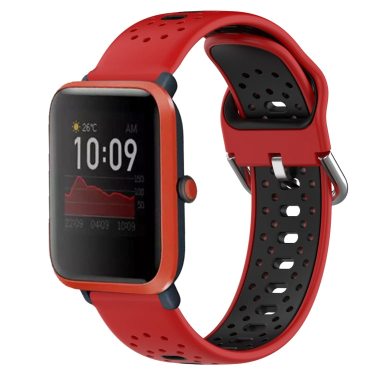 For Amazfit Bip 1S 20mm Breathable Two-Color Silicone Watch Band(Red+Black) - Watch Bands by PMC Jewellery | Online Shopping South Africa | PMC Jewellery