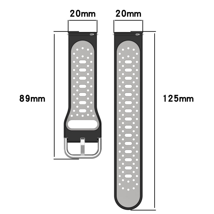 For Amazfit GTR Mini 20mm Breathable Two-Color Silicone Watch Band(White+Black) -  by PMC Jewellery | Online Shopping South Africa | PMC Jewellery