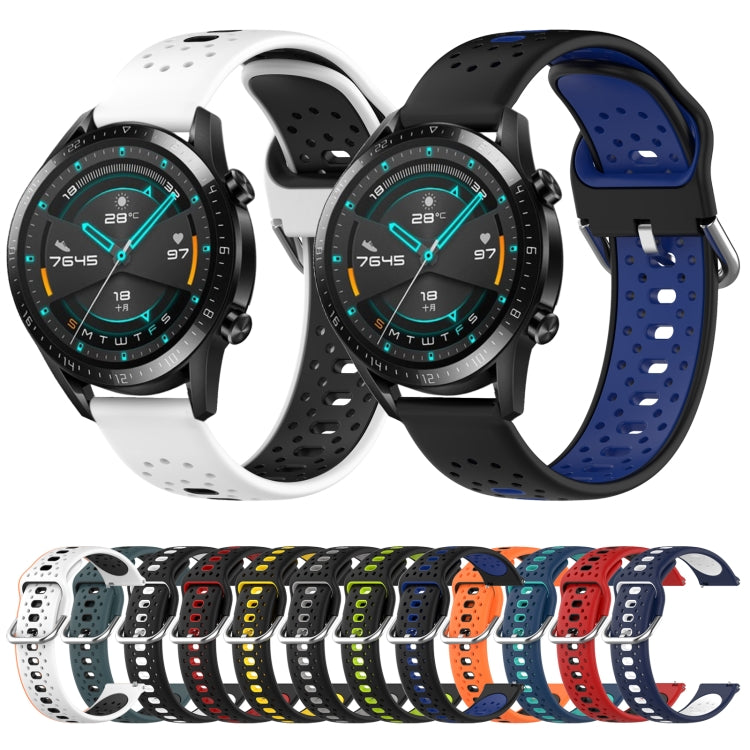 For Huawei Watch GT3 42mm 20mm Breathable Two-Color Silicone Watch Band(Midnight Blue+White) - Watch Bands by PMC Jewellery | Online Shopping South Africa | PMC Jewellery