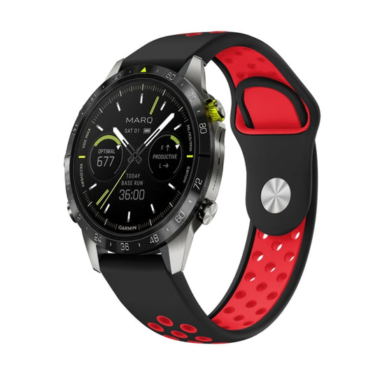 For Garmin MARQ Athlete Gen 2 22mm Sports Breathable Silicone Watch Band(Black+Red) -  by PMC Jewellery | Online Shopping South Africa | PMC Jewellery