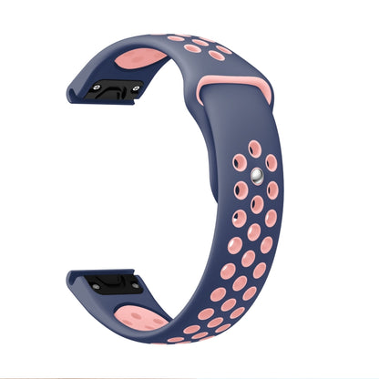 For Garmin MARQ Athlete Gen 2 22mm Sports Breathable Silicone Watch Band(Midnight Blue+Pink) -  by PMC Jewellery | Online Shopping South Africa | PMC Jewellery