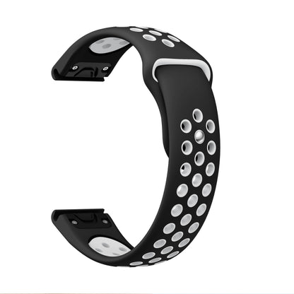 For Garmin Instinct Crossover 22mm Sports Breathable Silicone Watch Band(Black+White) -  by PMC Jewellery | Online Shopping South Africa | PMC Jewellery