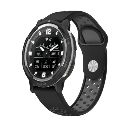 For Garmin Instinct Crossover Solar 22mm Sports Breathable Silicone Watch Band(Black+Grey) -  by PMC Jewellery | Online Shopping South Africa | PMC Jewellery