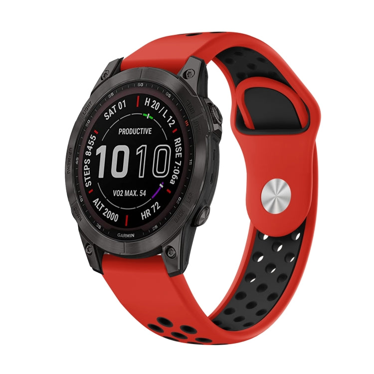 For Garmin Fenix 7 22mm Sports Breathable Silicone Watch Band(Red+Black) - Watch Bands by PMC Jewellery | Online Shopping South Africa | PMC Jewellery