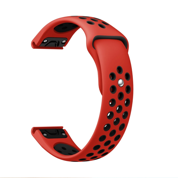 For Garmin Fenix 7 Solar 22mm Sports Breathable Silicone Watch Band(Red+Black) - Watch Bands by PMC Jewellery | Online Shopping South Africa | PMC Jewellery